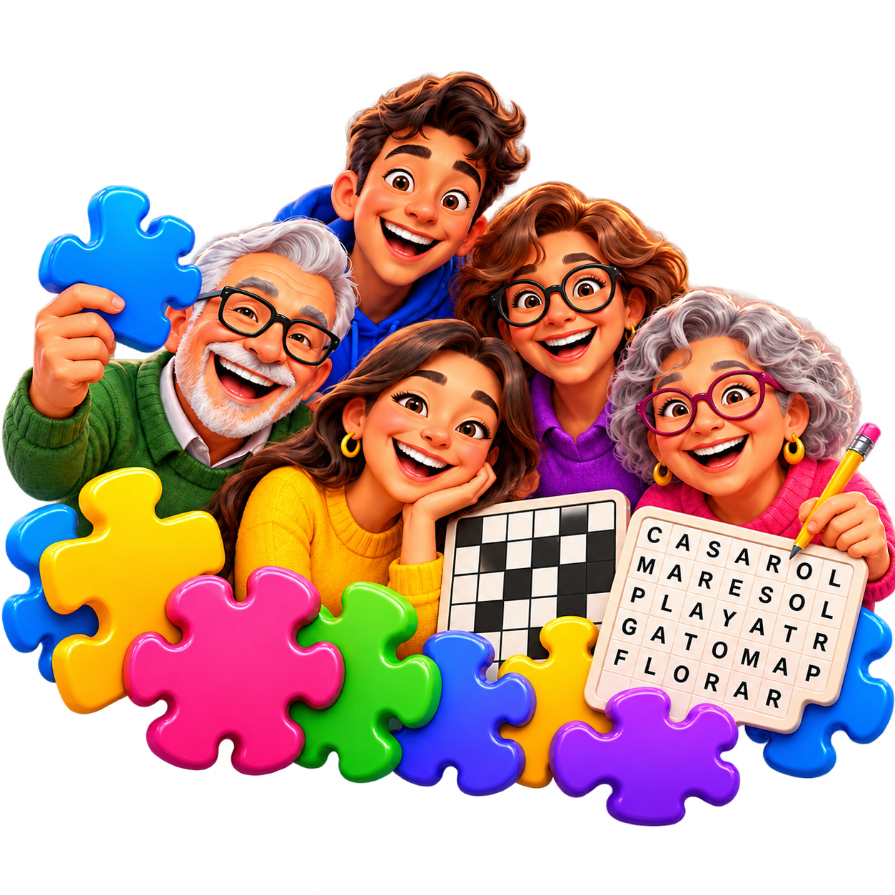 Personas de diferentes generaciones compartiendo juegos y desafíos