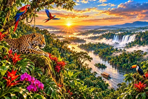 Ilustración de Amanecer en la Amazonía