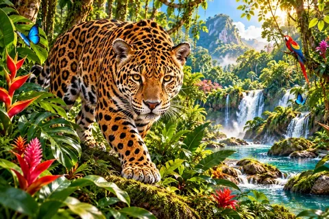 Ilustración de El jaguar de la selva