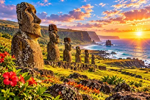 Ilustración de Los moáis de Rapa Nui