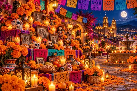 Ilustración de Día de Muertos en México